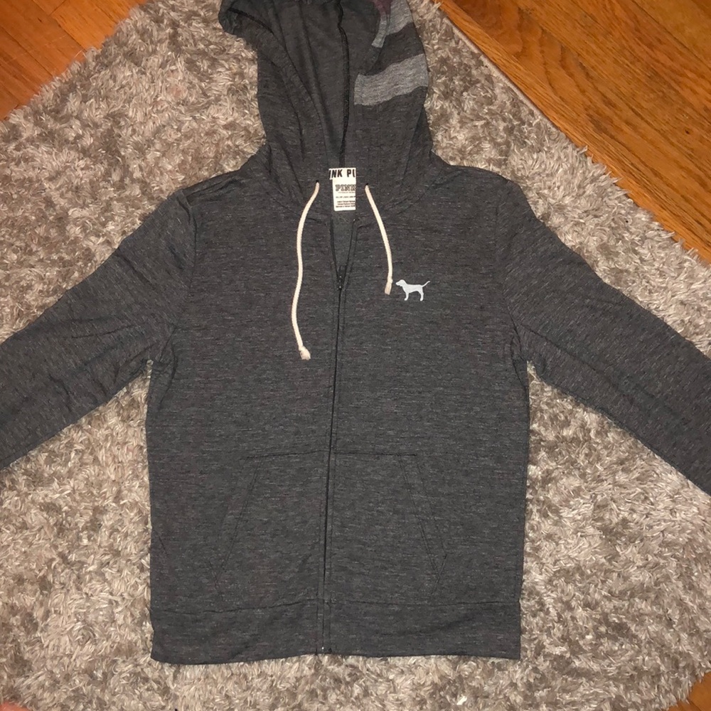 PINK grey zip up jacket size xs